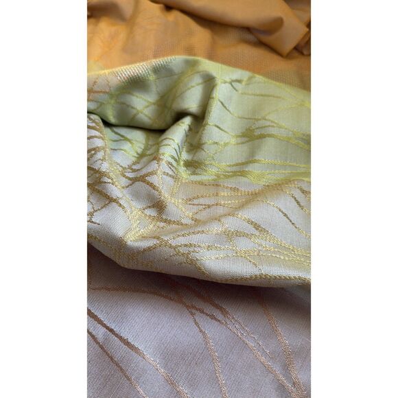 Descours Paris Silky Fringe Scarf Wrap Ombre Green Beige Made in France - Picture 7 of 7